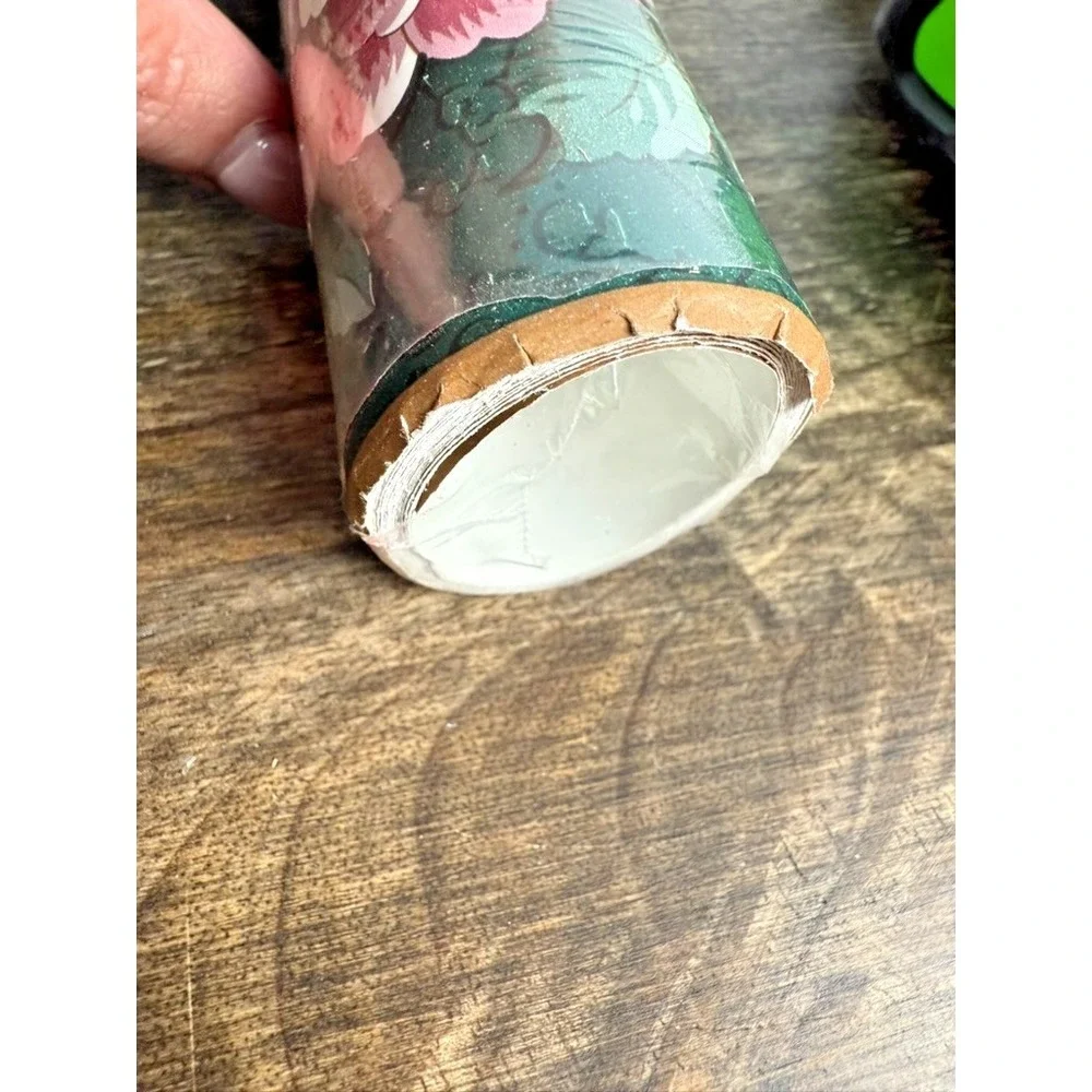 Vintage Rose Wallpaper Border Cottagecore Floral Mauve Green Pre-Pasted NOS
